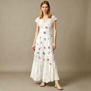 $480 NWOT JOHNNY WAS Clarabelle Floral Embroidered Eyelet Maxi Dress Size S